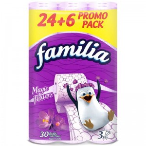 30 бр. Тоалетна хартия Familia Magic Flowers